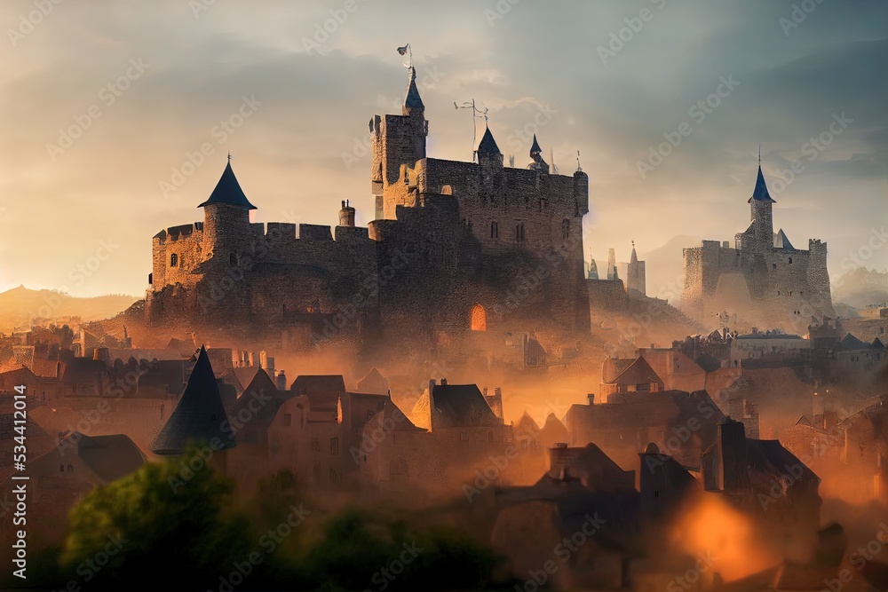 Medieval town with castle