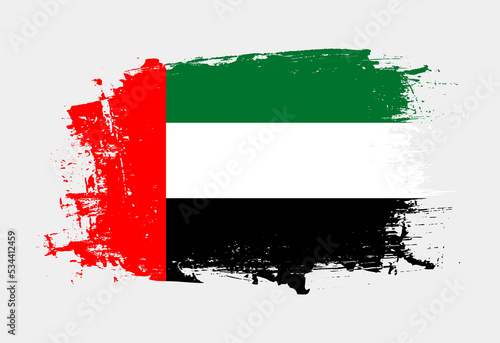 Brush painted national emblem of United Arab Emirates country on white background