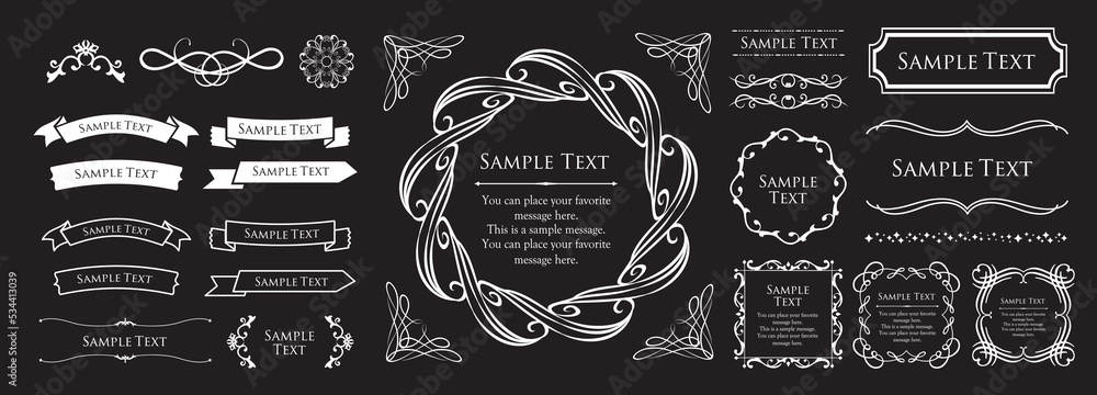 クリスマスモチーフのフレームデザインセット。ゴージャスでエレガントなデザイン素材