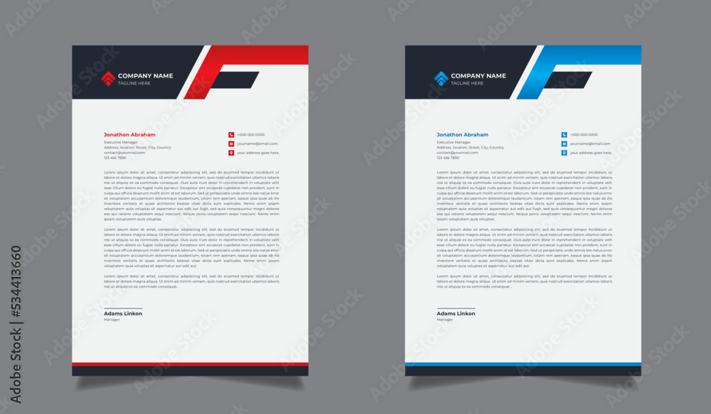 Professional & modern letterhead template design with geometric shapes Minimal company business style letterhead set concept 
