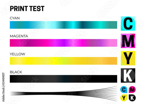 Print Test CMYK Calibration Illustration with Color Test.