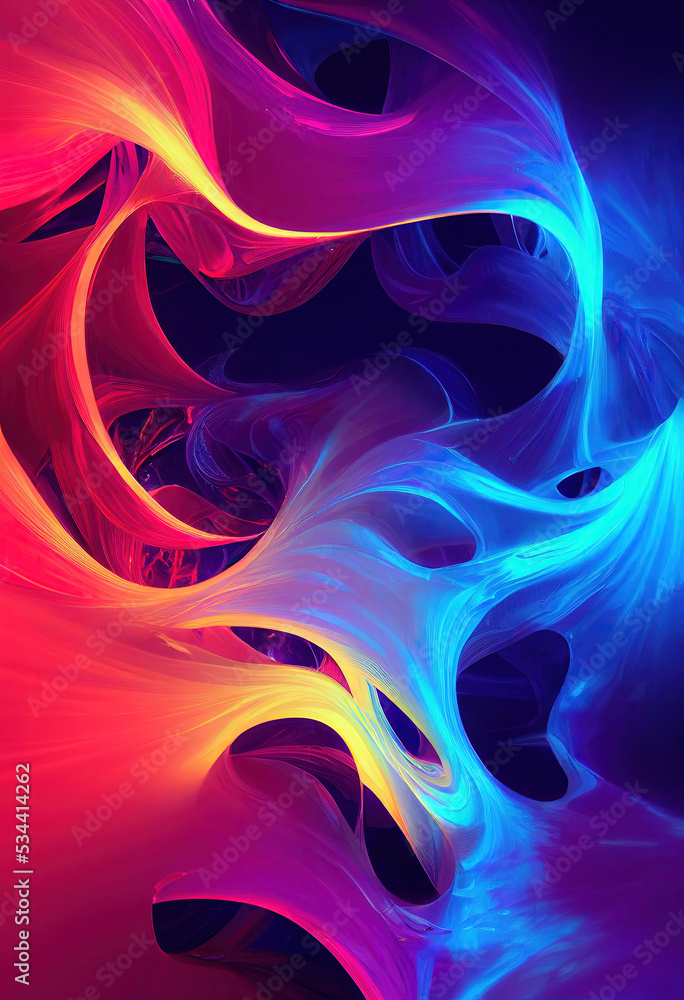 Abstract background of colorful neon acrylic paint. 