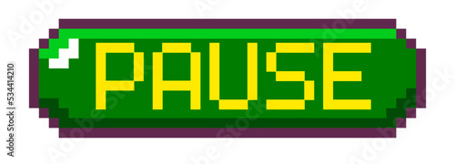 Button of taking pause, 8 bit game design vector