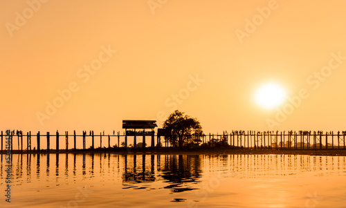 sunset on the wood Bridge at Mandalay