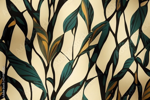 Decorative tropical pattern. Design of wallpapers, fabrics, covers and more. © 2rogan