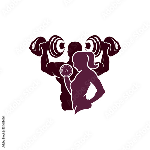 fitness and weightlifting logo, vector illustration symbol