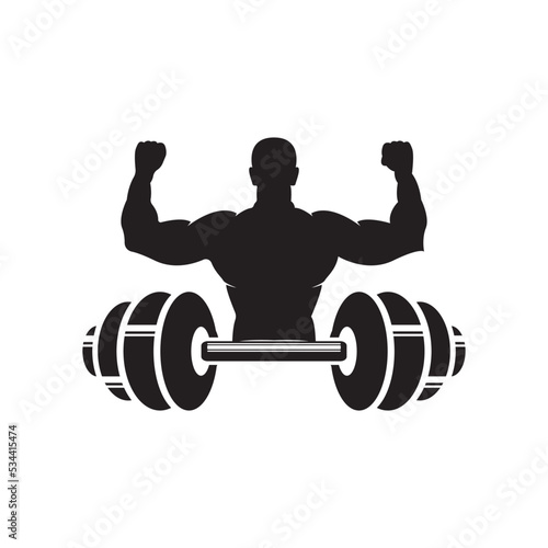 fitness and weightlifting logo, vector illustration symbol