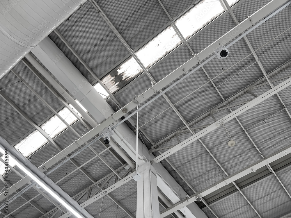 ventilation cooling pipe systems under the ceiling in an industrial building. ventilation cooling pipe systems under the ceiling in an industrial building.