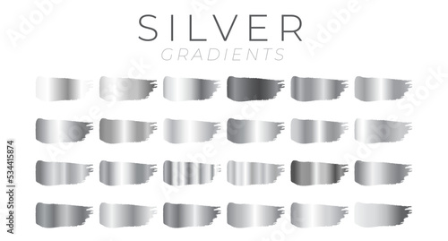 Silver Gradients Paint Color Swatches with Brush Strokes