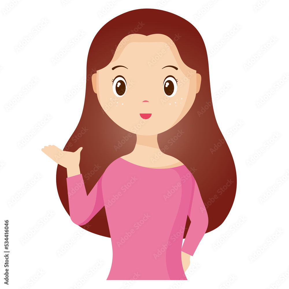 Woman avatar png flat color cartoon style. PNG illustration in flat style Woman avatar png flat color cartoon style. PNG illustration in flat style