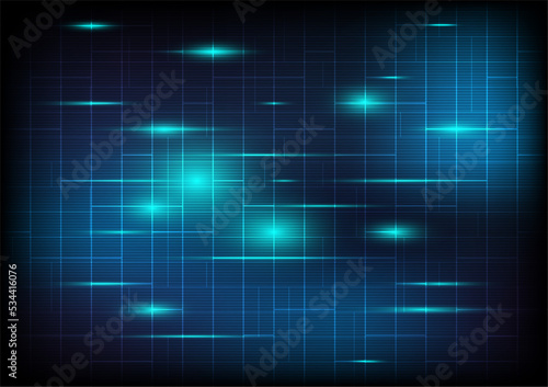 Abstract blue background with grid lines and neon lights for digital technology background.