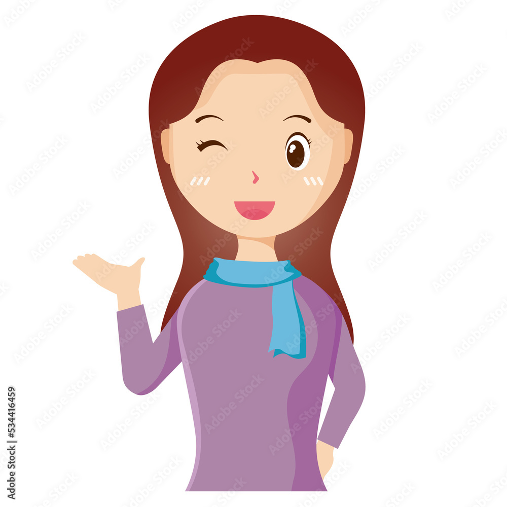 Woman avatar png flat color cartoon style. PNG illustration in flat style Woman avatar png flat color cartoon style. PNG illustration in flat style