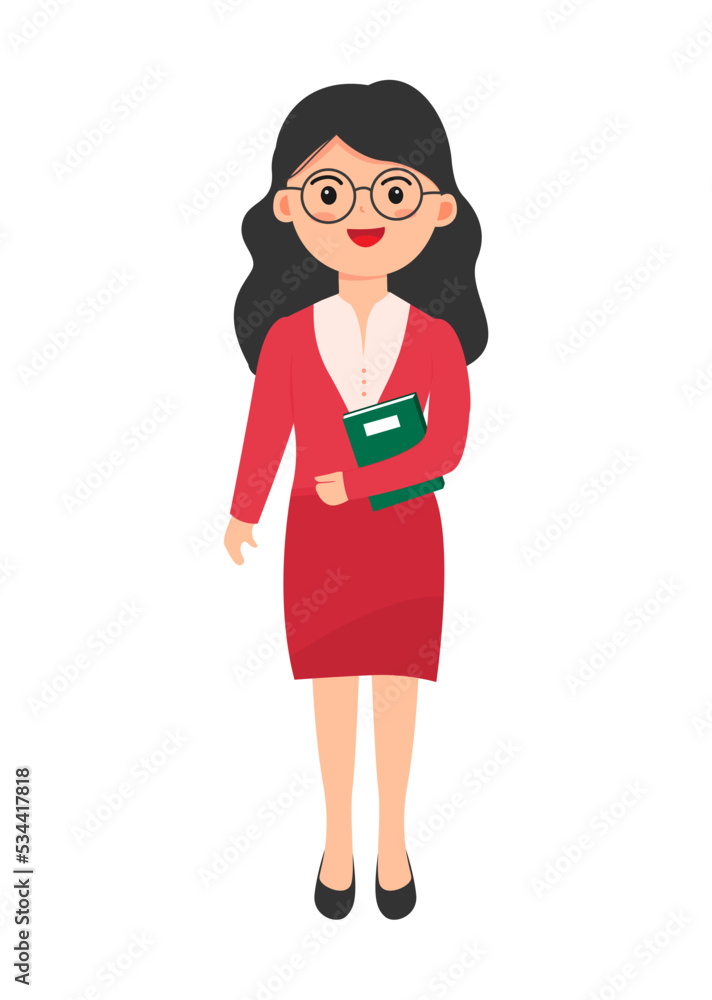 Smart Women teacher with  blazer an book