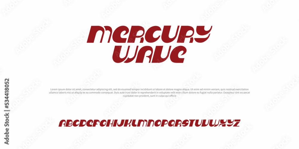 Mercury Wave alphabet fonts. Typography minimalist urban digital fashion future creative logo font. vector illustration