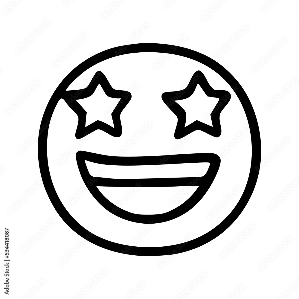 Star Struck emoticon in doodle style Star Struck emoticon in doodle style