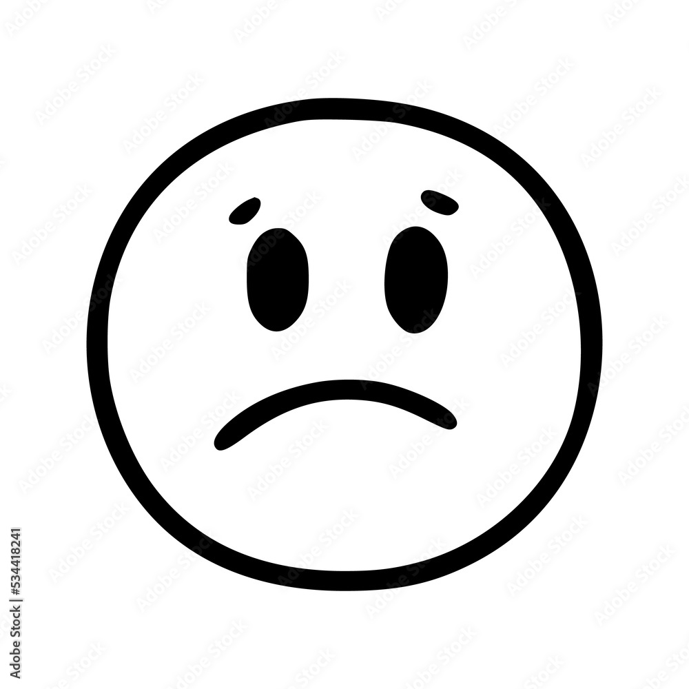 Fototapeta premium Sad face emoticon in doodle style