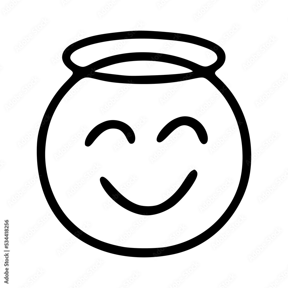 halo smiley emoticon in doodle style halo smiley emoticon in doodle style
