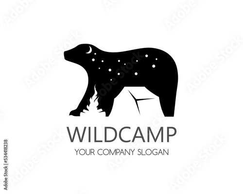 Camping symbol in negative space style.