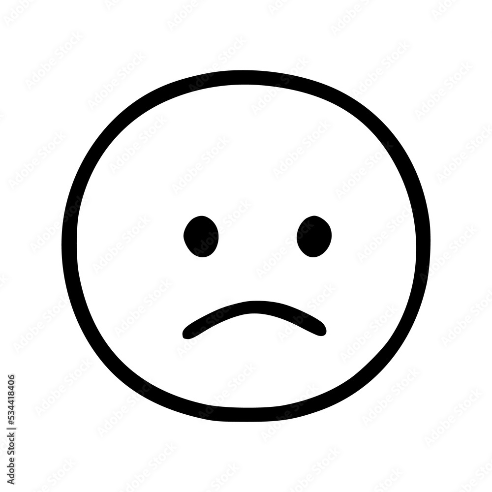 Sad face emoticon in doodle style Sad face emoticon in doodle style