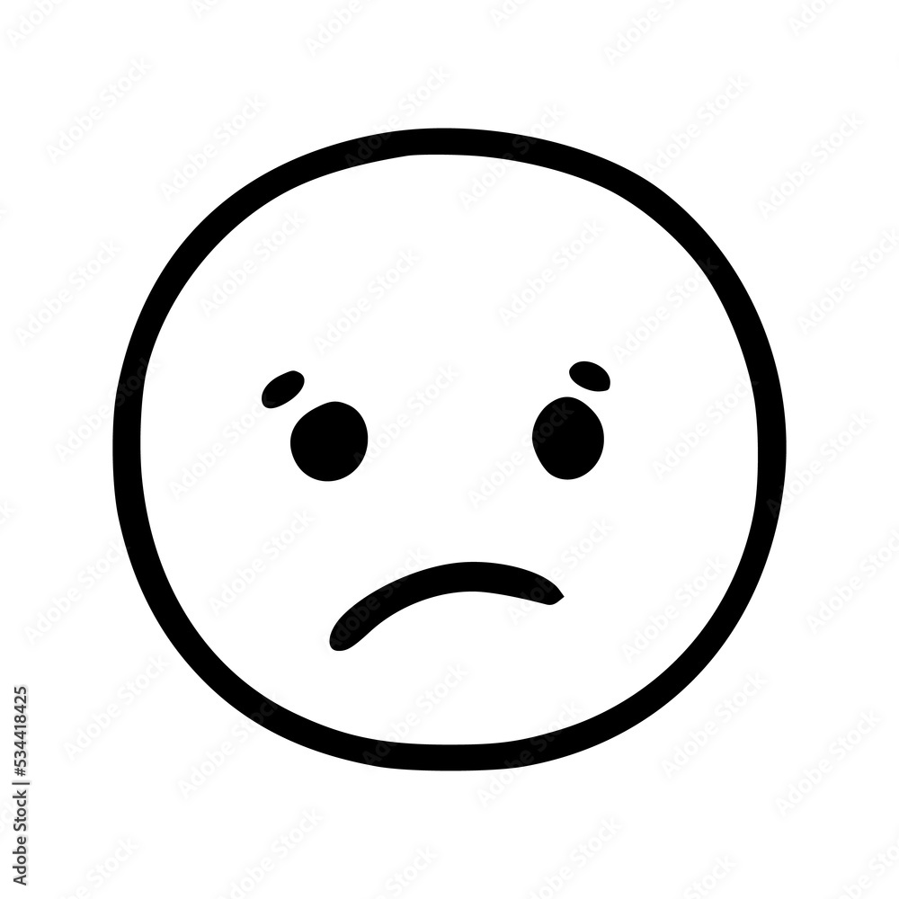 Fototapeta premium Sad face emoticon in doodle style