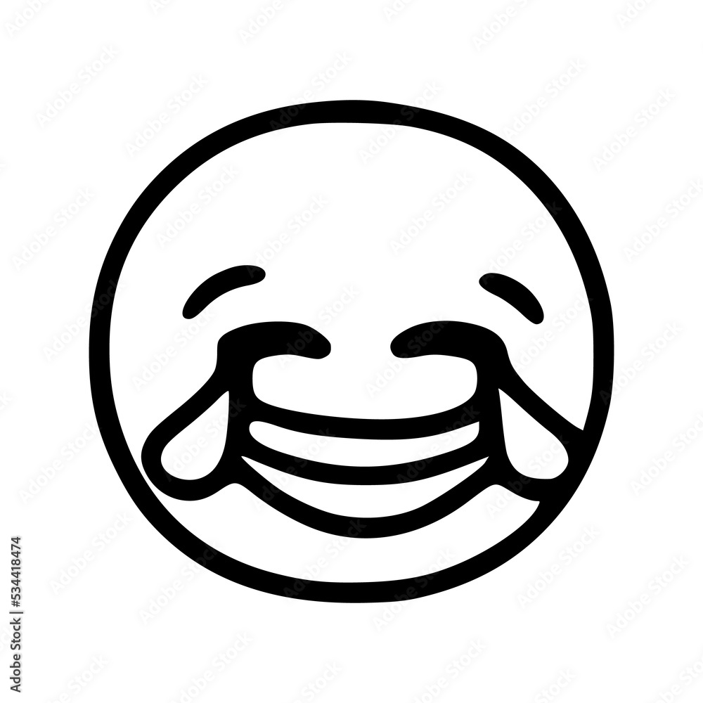 laughing to tears emoticon in doodle style laughing to tears emoticon in doodle style