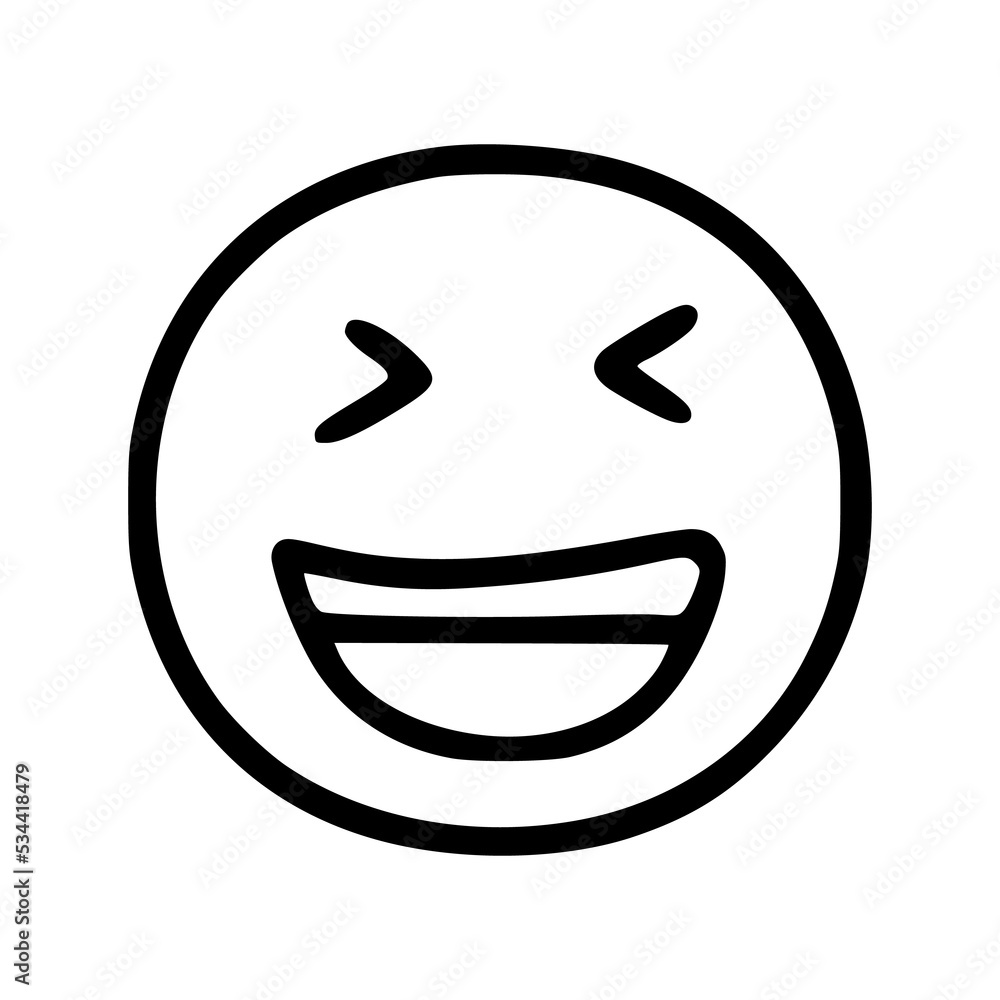 Laughing emoticon in doodle style Laughing emoticon in doodle style