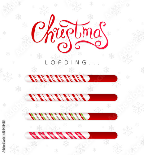 Christmas loading bar collection. Progress borders with candy ca