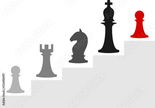 Business conceptual illustration with chess symbols. Infographic steps of progress.