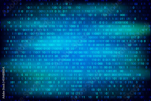 Binary code blue background. Cyber concept vector illustration