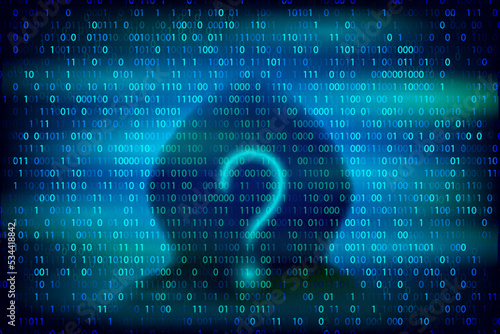 Hacker silhouette with question symbol on the blue background 