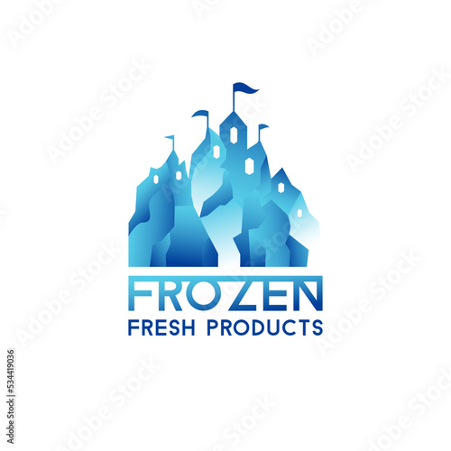 Winter blue castle. Logo for frozen products.