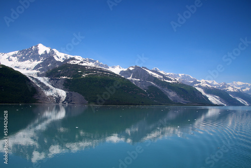 Mountain range reflected in College Fjord, Alaska 