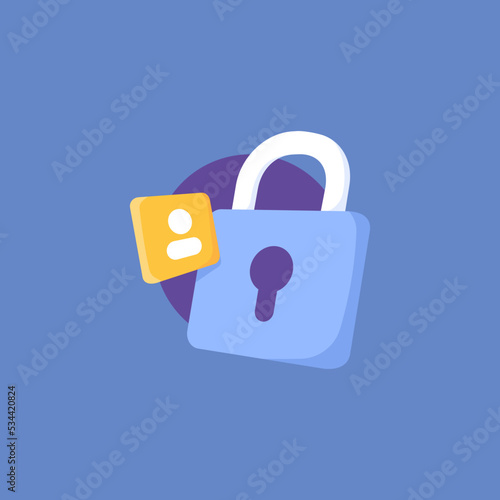 data protection and security systems. user symbol and padlock symbol. password, account lock. prevention and protection of cyberspace from hacker attacks. design element concept icon design.