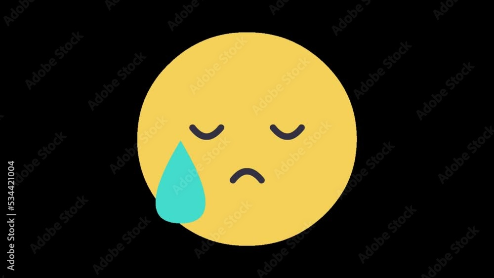 Crying Emoji Sad Emoticon Black Screen 4k Stock Video Adobe Stock