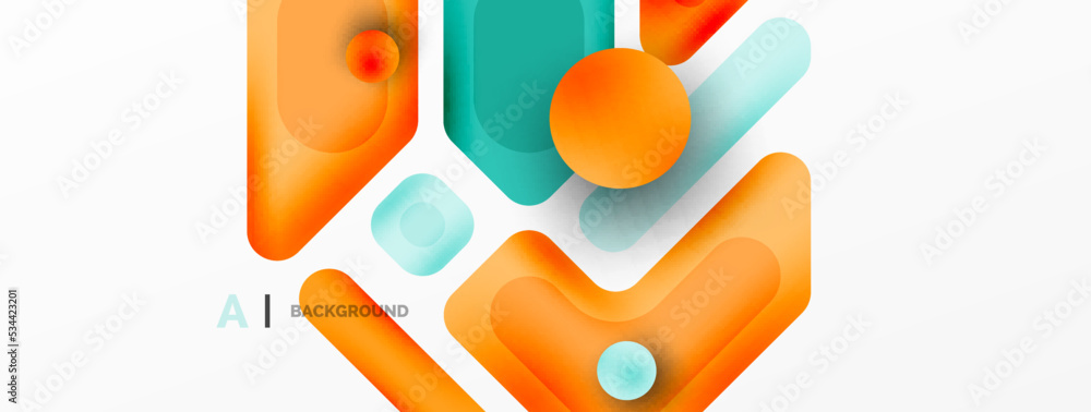Fototapeta premium Minimal geometric abstract background. Colorful geometric blocks. Lines, squares and triangles composition wallpaper