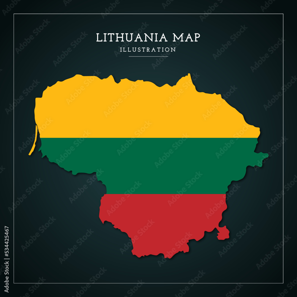 Lithuania Map Flag Vector Illustration