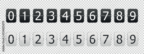Number Plates, Clock Counter, Timer Flip Countdown, Time Remaining Countdown - Vector Illustrations Set Isolated On Transparent Background