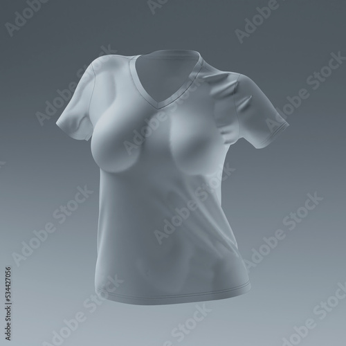 woman sports t-shirt 3d mockup with perfect lighting and shading.