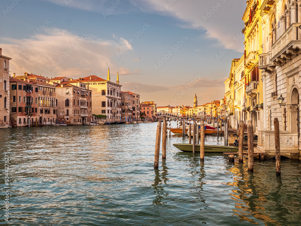 Venezia sunset water Lagoon  embedded with old mediterranean Architecture 