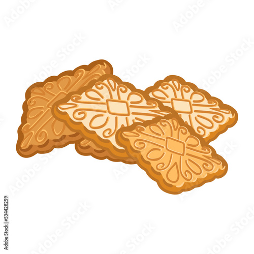 Square traditional cookies filled with a slide. Vector image isolated on white background