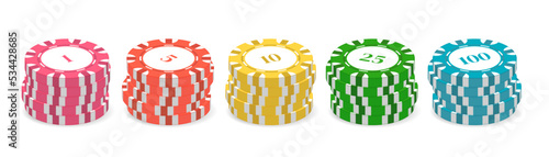 Casino and poker chips. Realistic style. Vector illustration