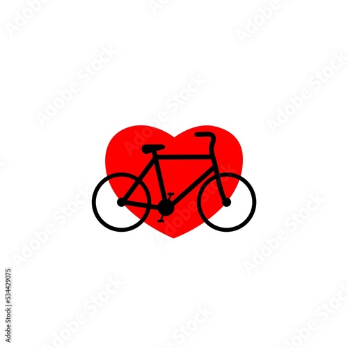 Love my bike label template design. Bike love logo isolated on white background