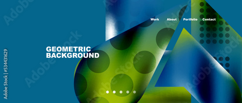 Glassmorphism landing page background template. Colorful glass shapes with metallic effect abstract composition for wallpaper, banner, background