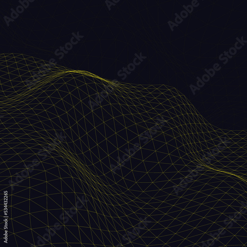 Yellow triangle and black abstract background