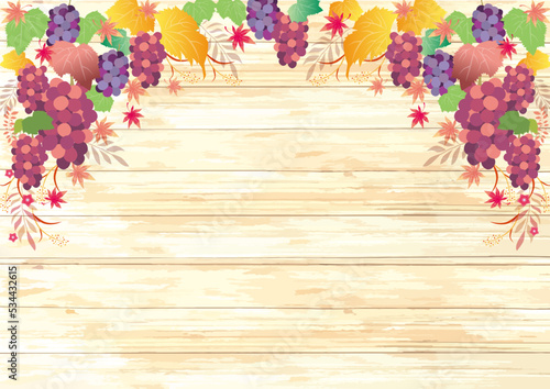 木目とぶどうフレーム