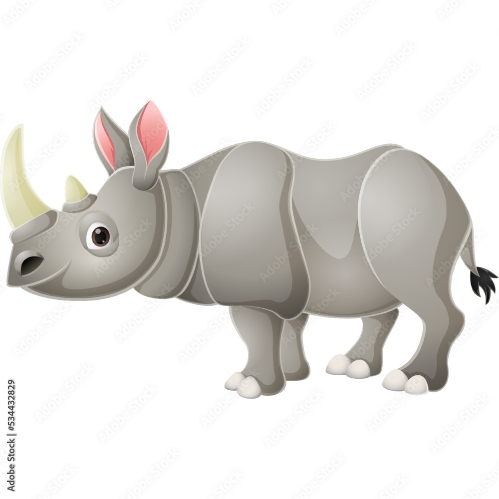 Naklejka premium Cute rhino cartoon on white background
