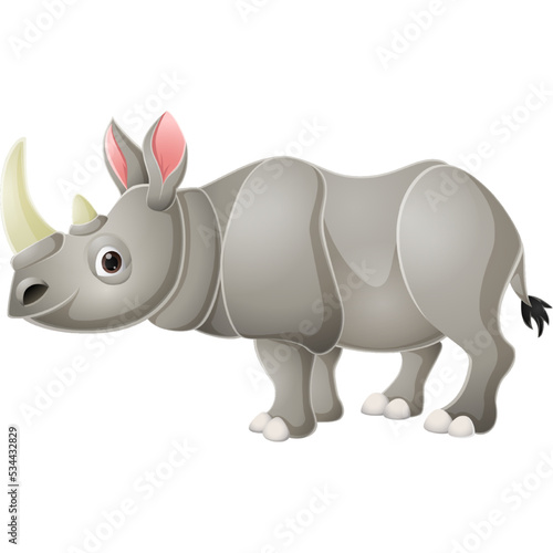 Cute rhino cartoon on white background