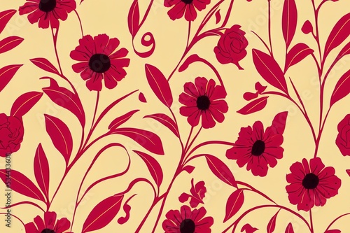 Floral vintage seamless pattern for retro wallpapers. Enchanted Vintage Flowers. Arts and Crafts movement inspired. Design for wrapping paper, wallpaper, fabrics and fashion clothes.