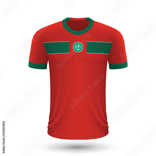 Realistic soccer shirt of Morocco