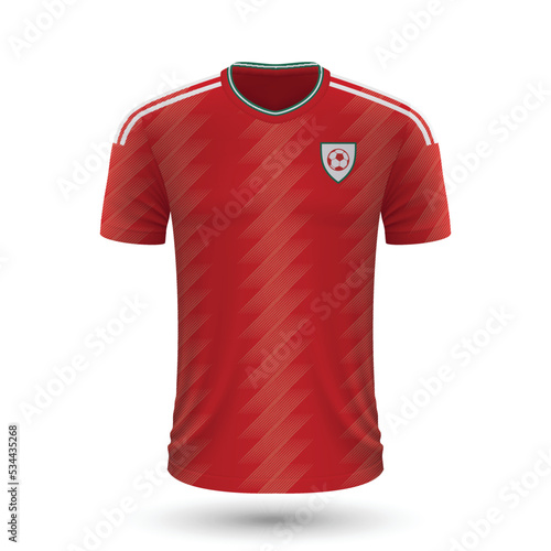 Realistic soccer shirt of Wales